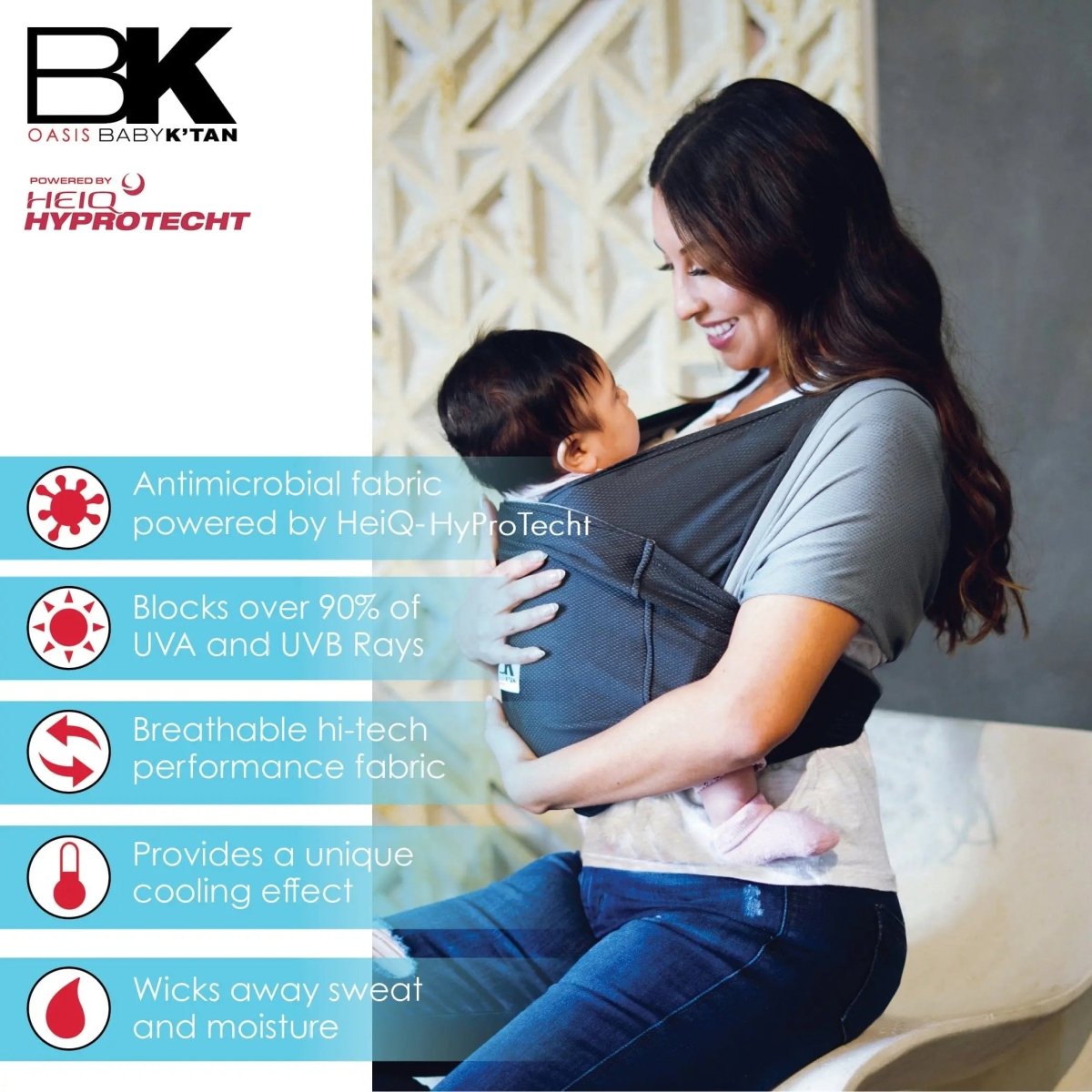 Baby K'tan Baby K'tan Active Oasis Baby Carrier Black Grey - 