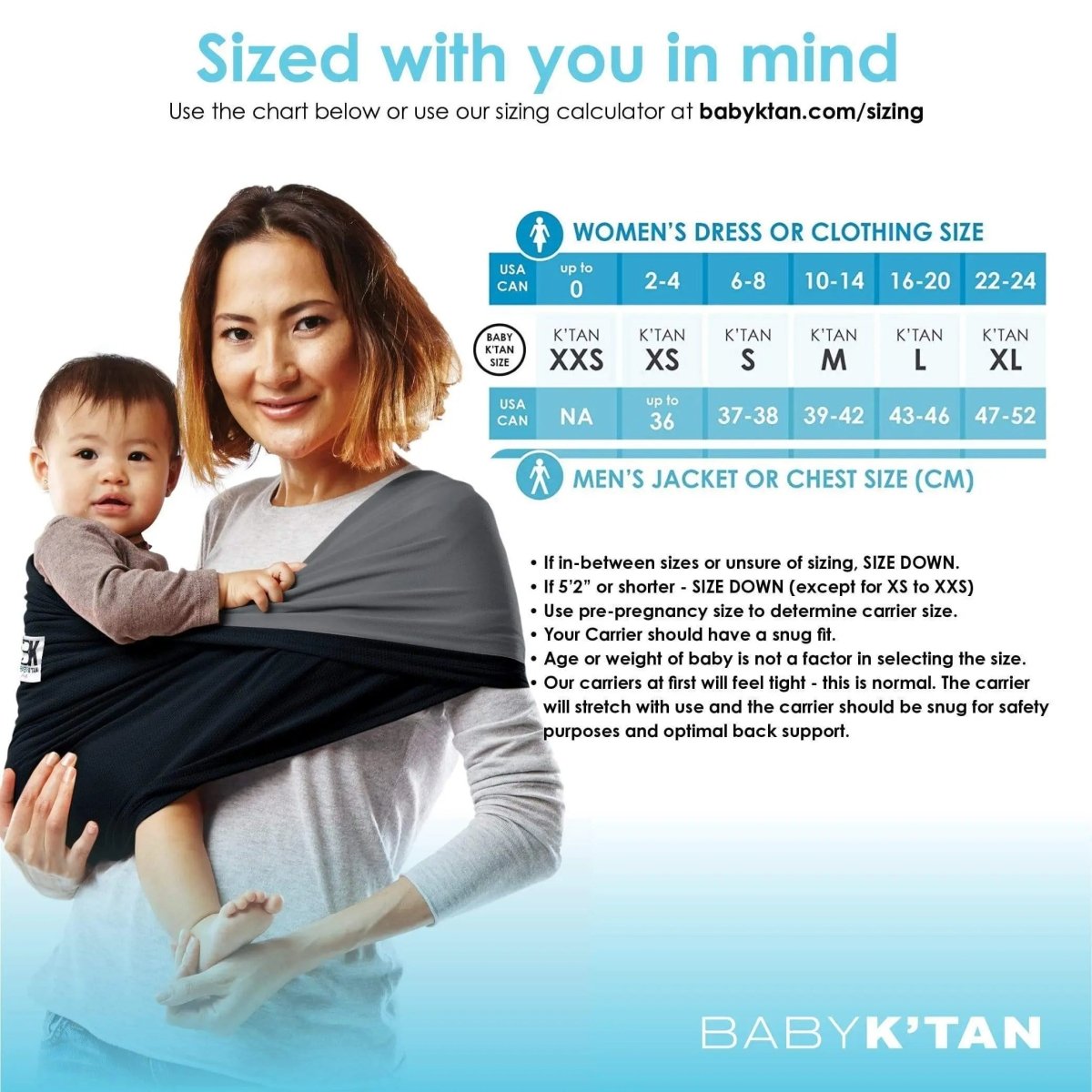 Baby K'tan Baby K'tan Active Oasis Baby Carrier Black Grey - 