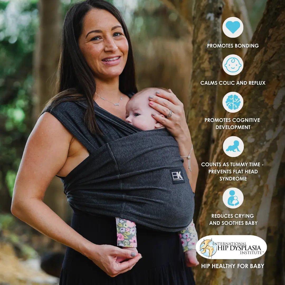 Baby K'tan Baby K'tan Active Yoga Baby Carrier Heather Black Lightweight Breathable Carrier - 