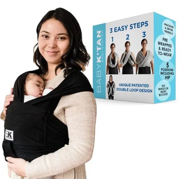 Baby K'tan Baby K'tan Original Baby Carrier Black Wrap Style Cotton Hands Free - 
