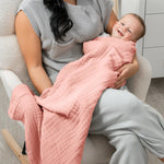 Comfy Cubs Baby Muslin Blanket in Bold Blush - 