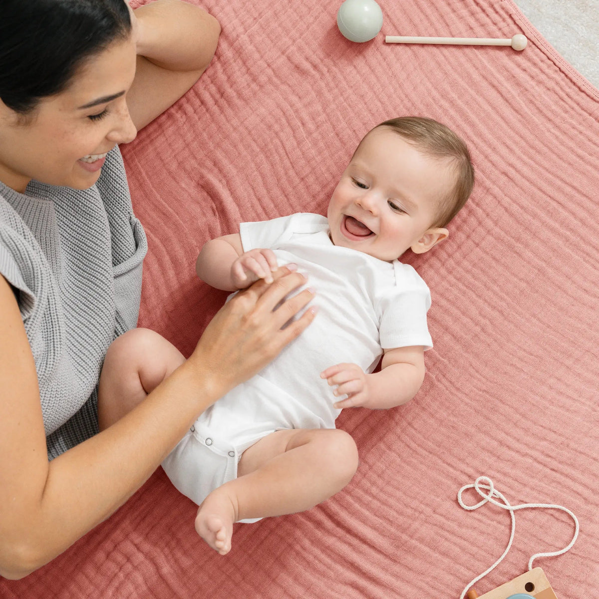 Comfy Cubs Baby Muslin Blanket in Bold Blush - 