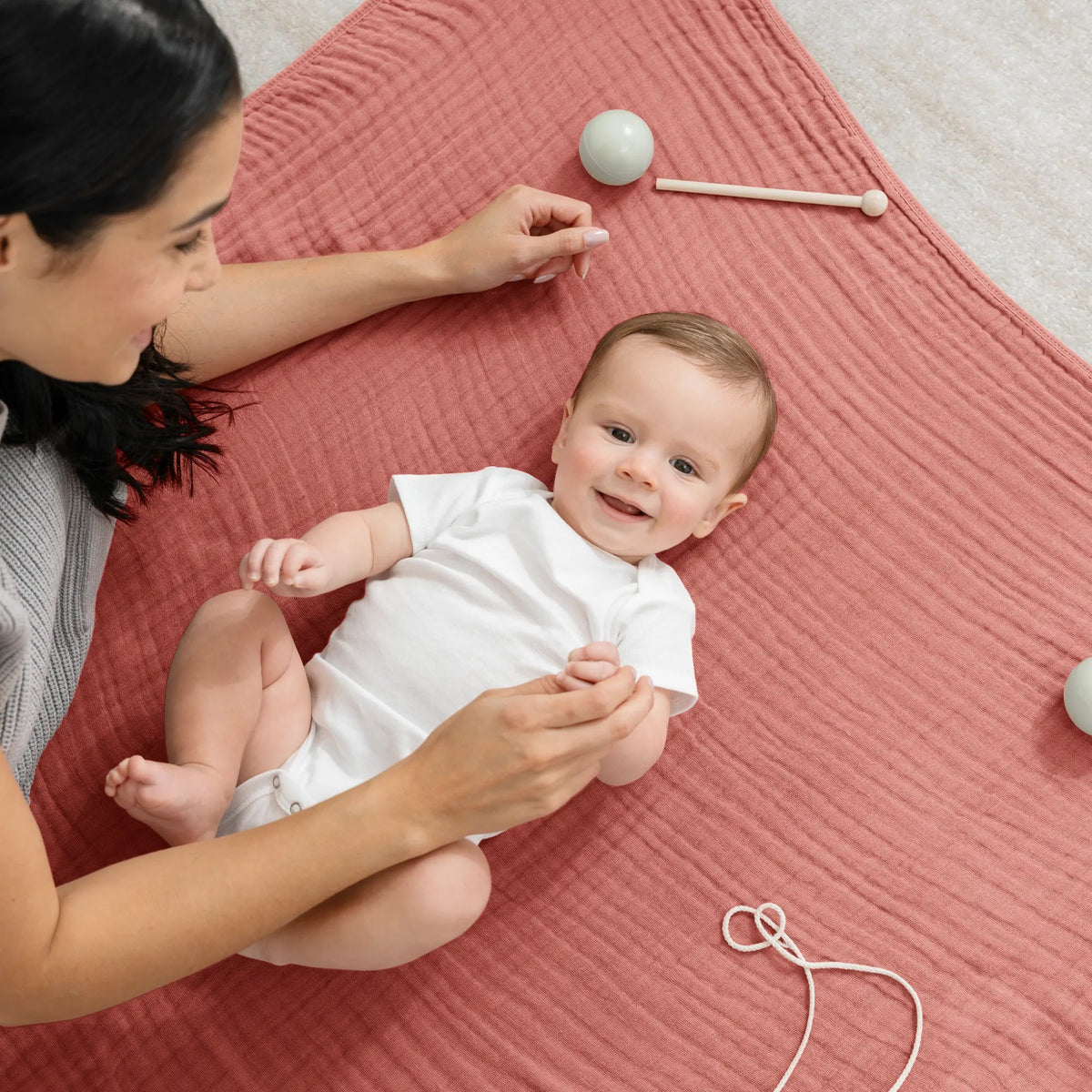 Comfy Cubs Baby Muslin Blanket in Dusty Rose - 