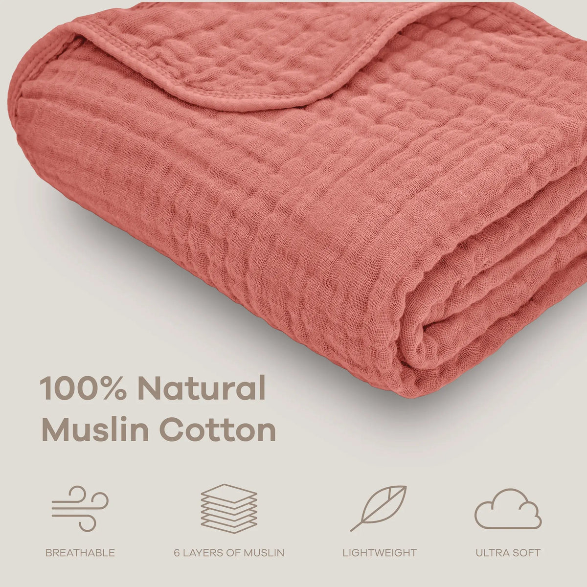 Comfy Cubs Baby Muslin Blanket in Dusty Rose - 