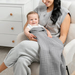 Comfy Cubs Baby Muslin Blanket in Heather Blue - 