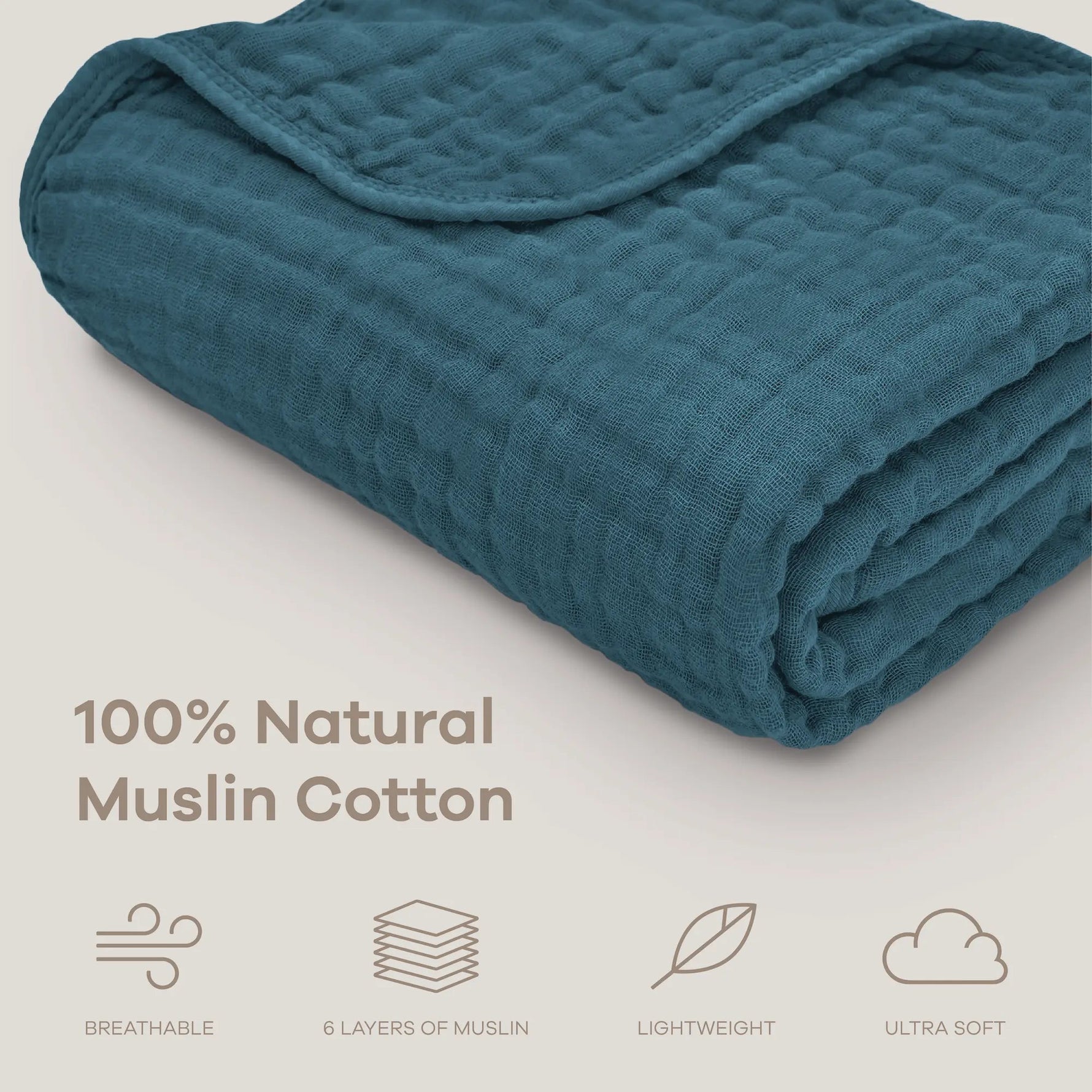 Comfy Cubs Baby Muslin Blanket in Neptune - 
