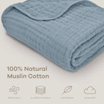 Comfy Cubs Baby Muslin Blanket in Pacific Blue - 