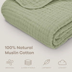 Comfy Cubs Baby Muslin Blanket in Sage - 