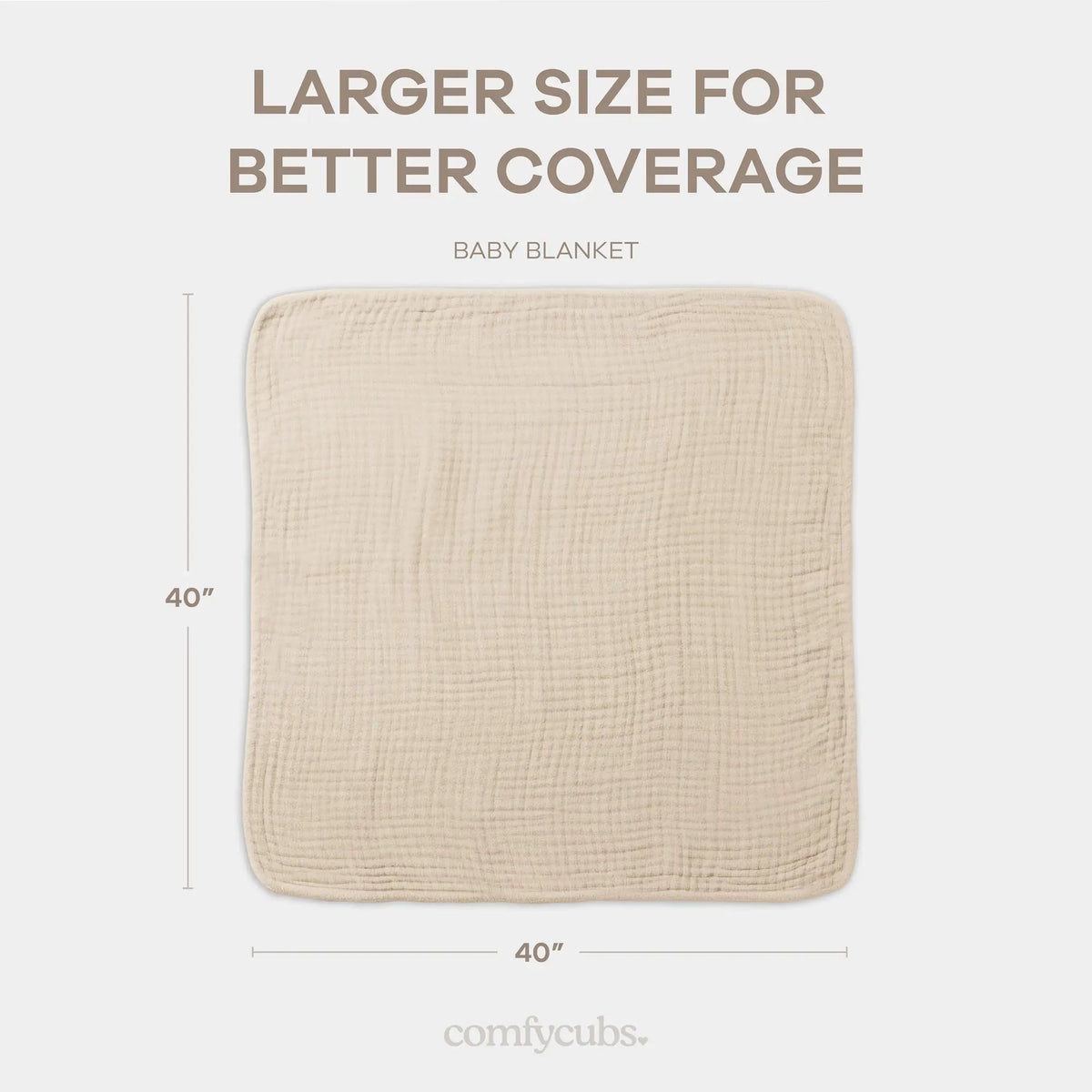 Comfy Cubs Baby Muslin Blanket in Sand - 