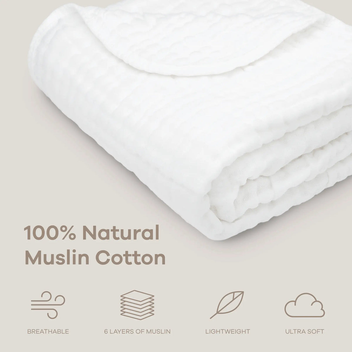 Comfy Cubs Baby Muslin Blanket in White - 