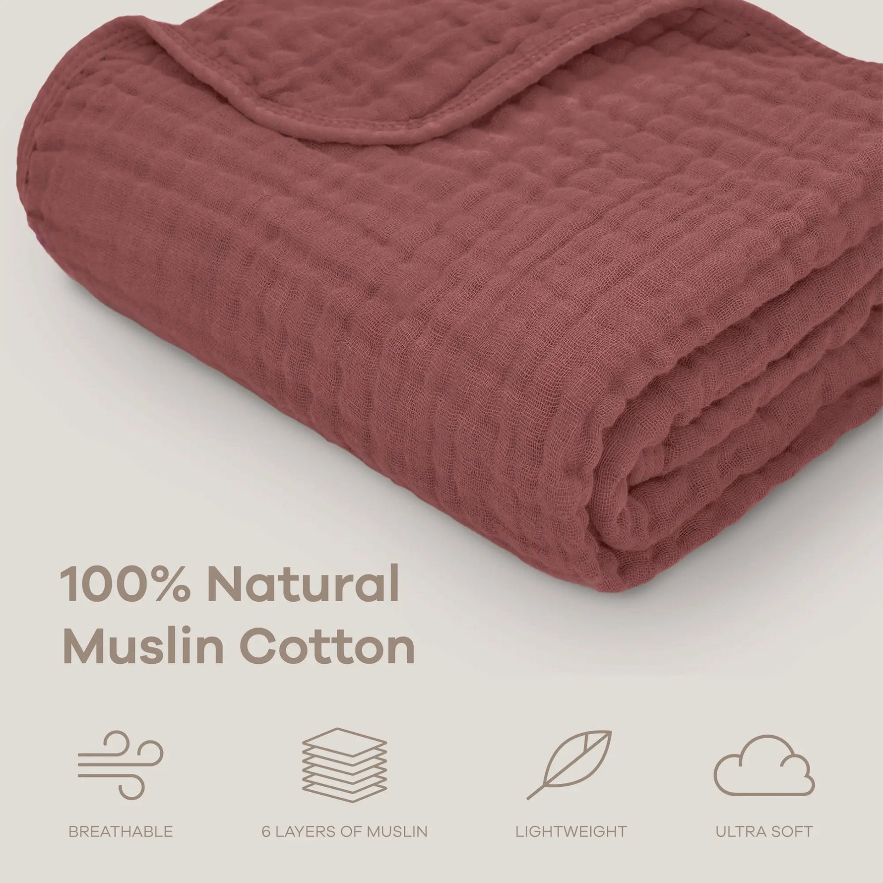 Comfy Cubs Baby Muslin Blanket in Wine - 