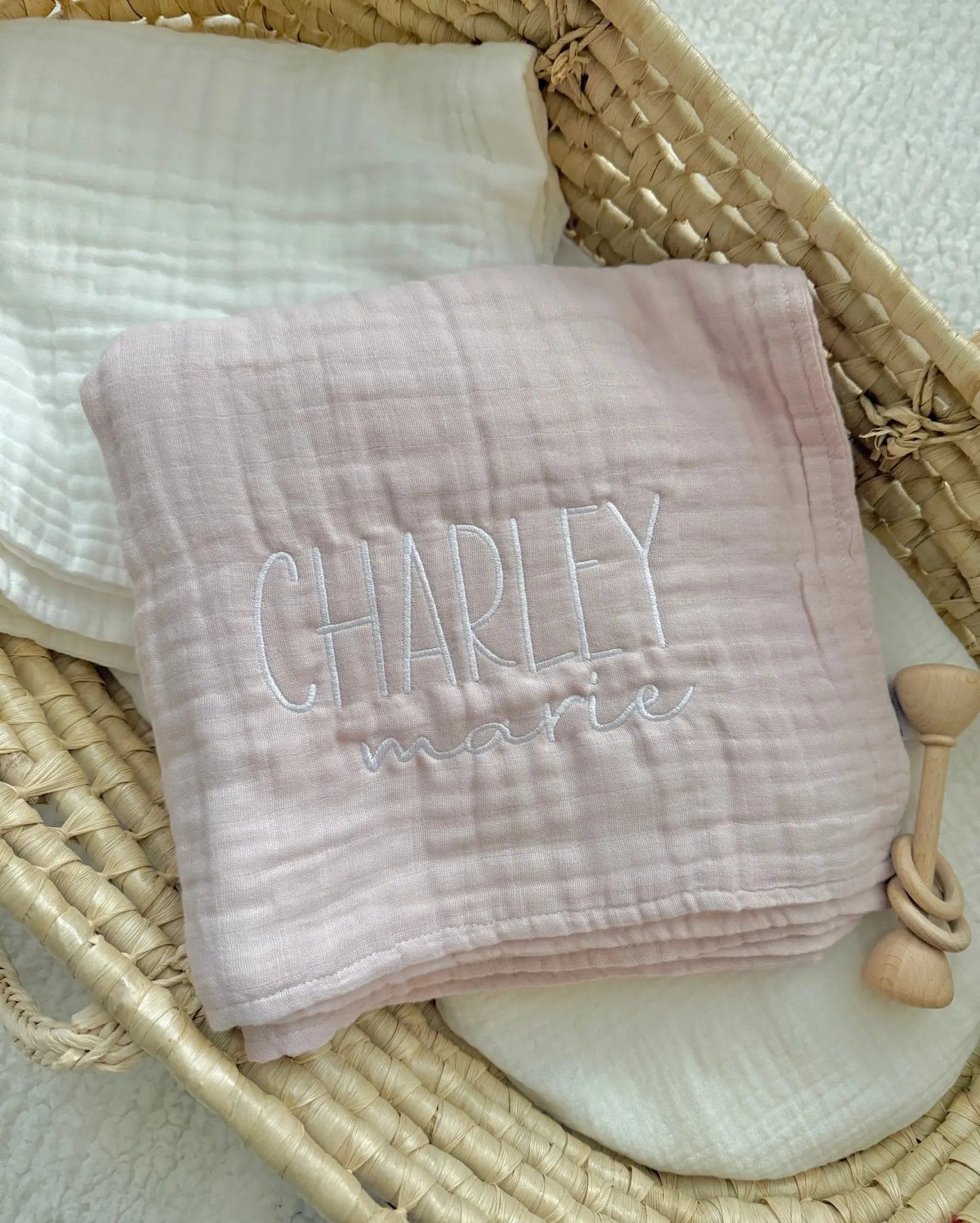 Harp Angel Boutique Baby Pink Organic Muslin Cotton 6 - Layer Baby Blanket - 