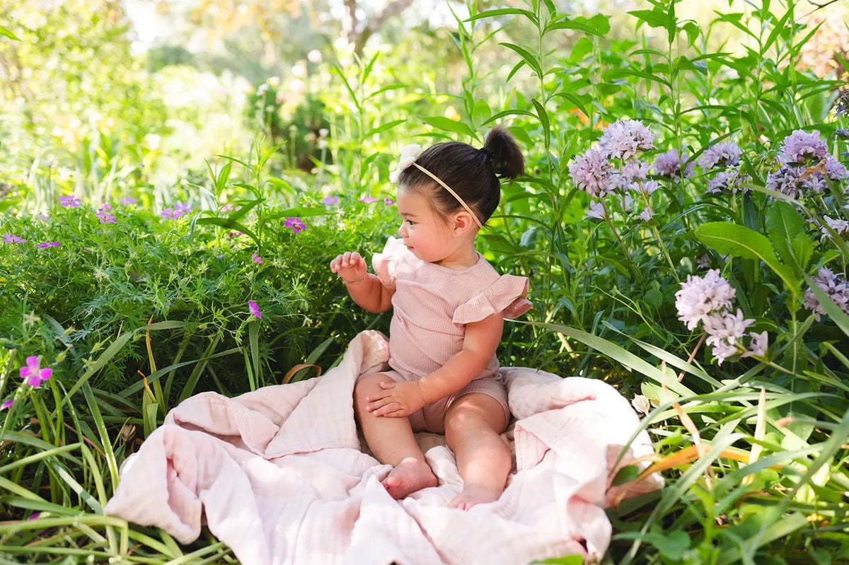Harp Angel Boutique Baby Pink Organic Muslin Cotton 6 - Layer Baby Blanket - 