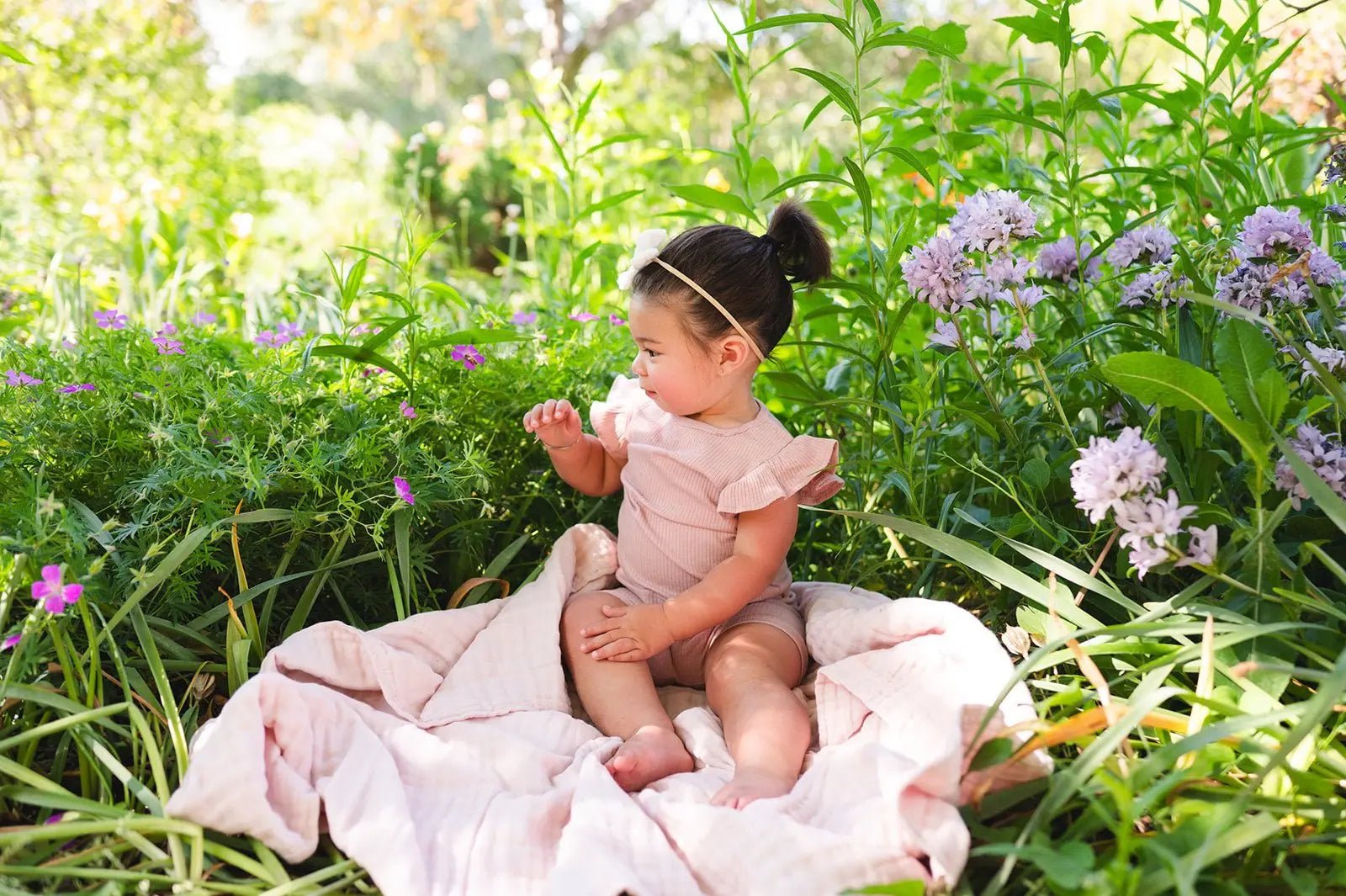 Harp Angel Boutique Baby Pink Organic Muslin Cotton 6 - Layer Baby Blanket - 