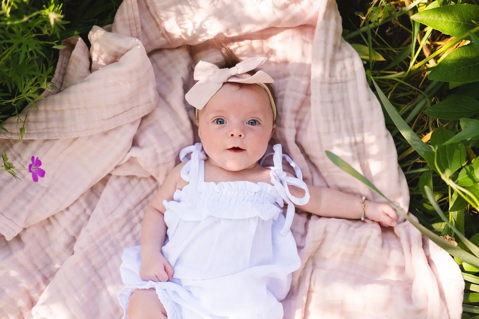 Harp Angel Boutique Baby Pink Organic Muslin Cotton 6 - Layer Baby Blanket - 