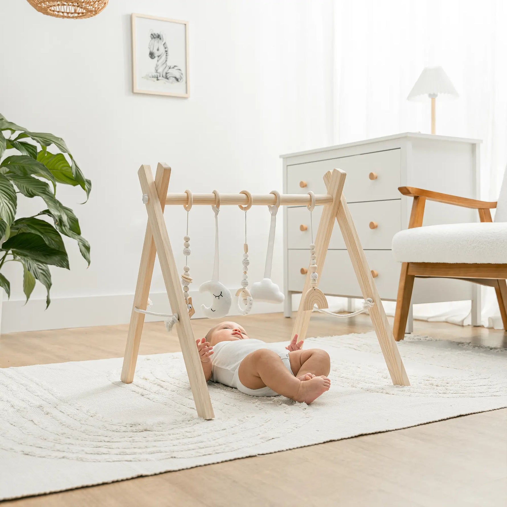 Comfy Cubs Baby Play Gym in Natural Wood - 