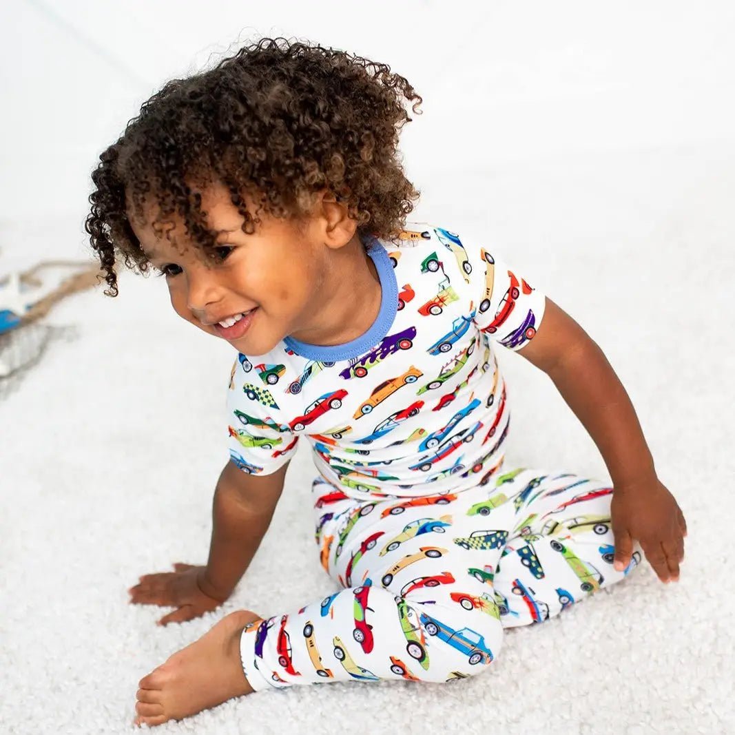 Bestaroo Baby Racing Cars Short Sleeve Bamboo Pajamas For Kids - 