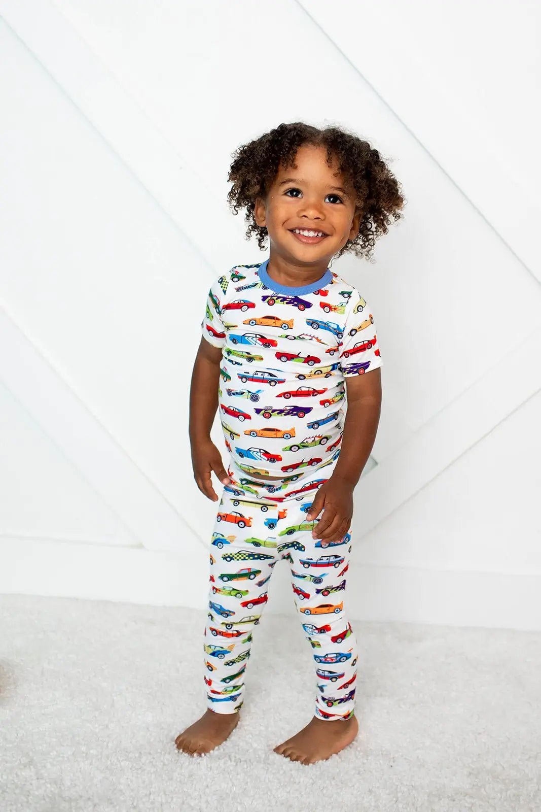 Bestaroo Baby Racing Cars Short Sleeve Bamboo Pajamas For Kids - 