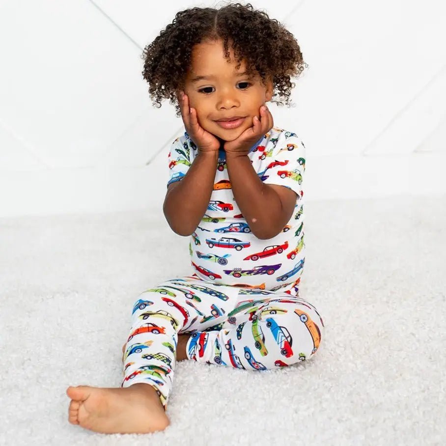 Bestaroo Baby Racing Cars Short Sleeve Bamboo Pajamas For Kids - 