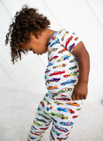 Bestaroo Baby Racing Cars Short Sleeve Bamboo Pajamas For Kids - 