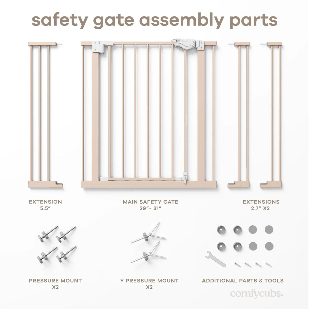 Comfy Cubs Baby Safety Gate in Blush - 