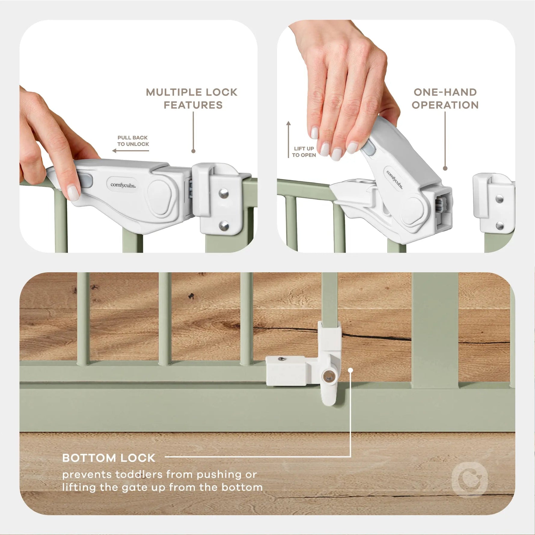 Comfy Cubs Baby Safety Gate in Sage - 