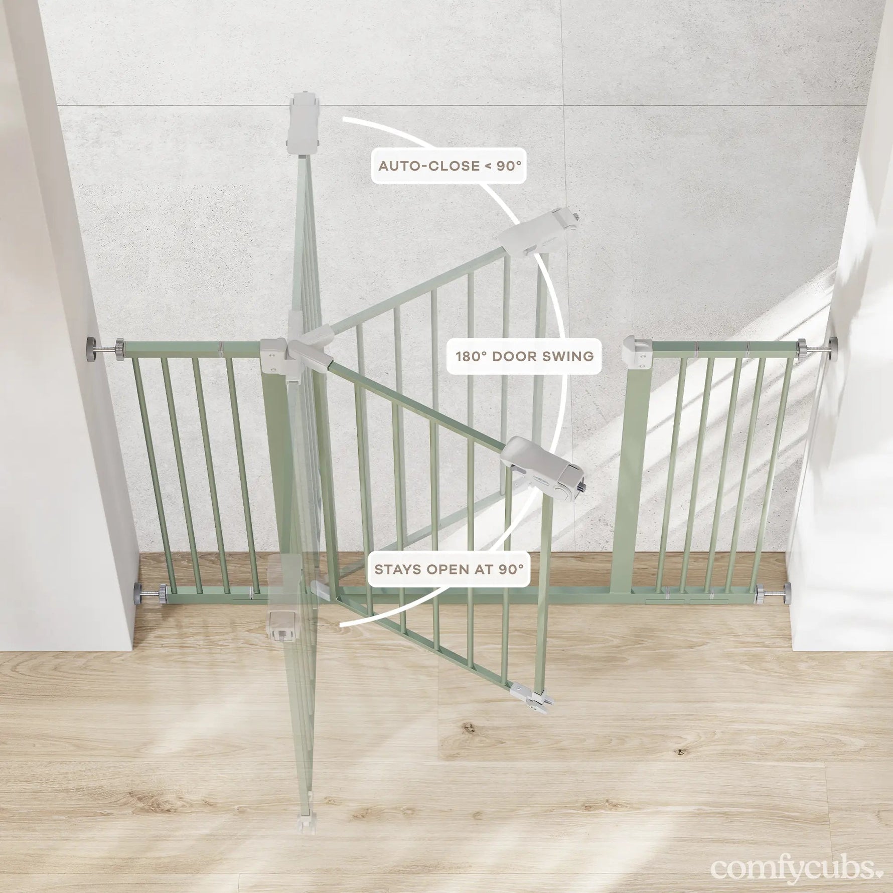 Comfy Cubs Baby Safety Gate in Sage - 