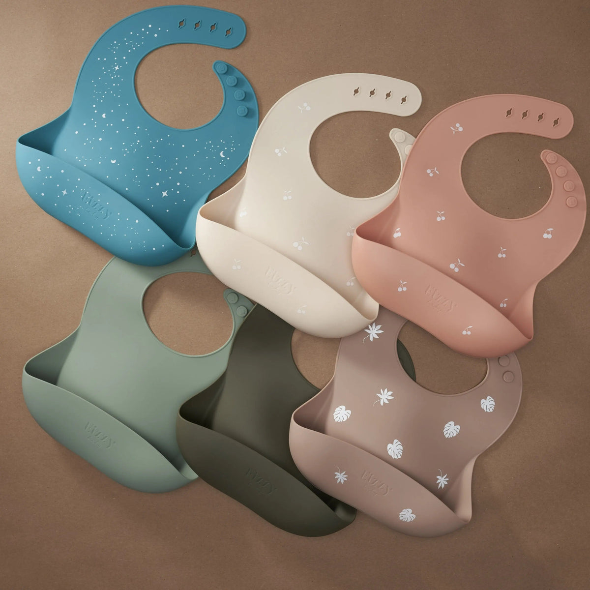 Eizzy Baby Baby Silicone Bib (Muted Pink Cherry) - 