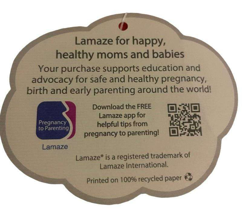 Organic Lamaze baby sleepers tag promoting safe, natural sleepwear for infants.