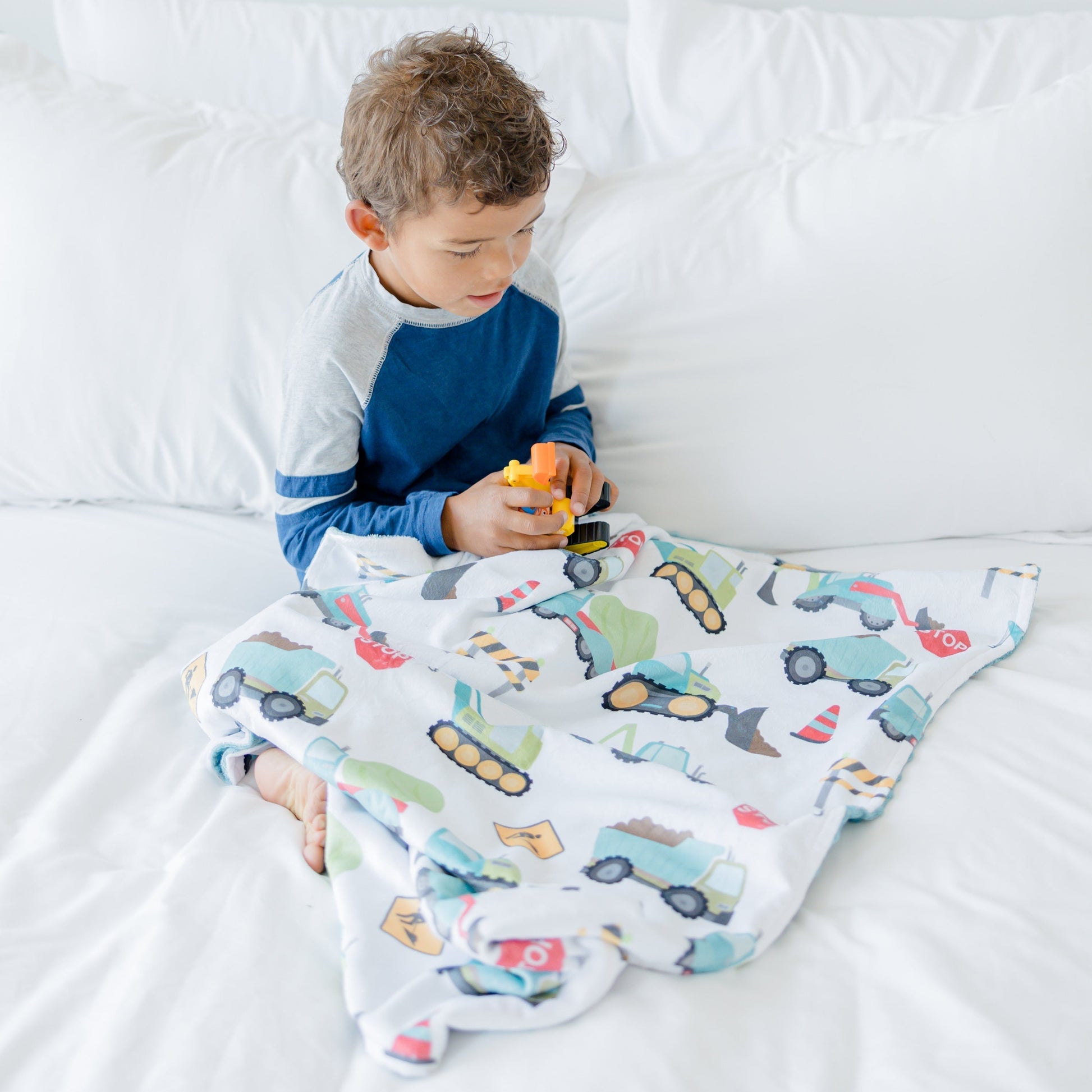 Baby And Toddler Minky Blanket Construction Trucks Honey Lemonade