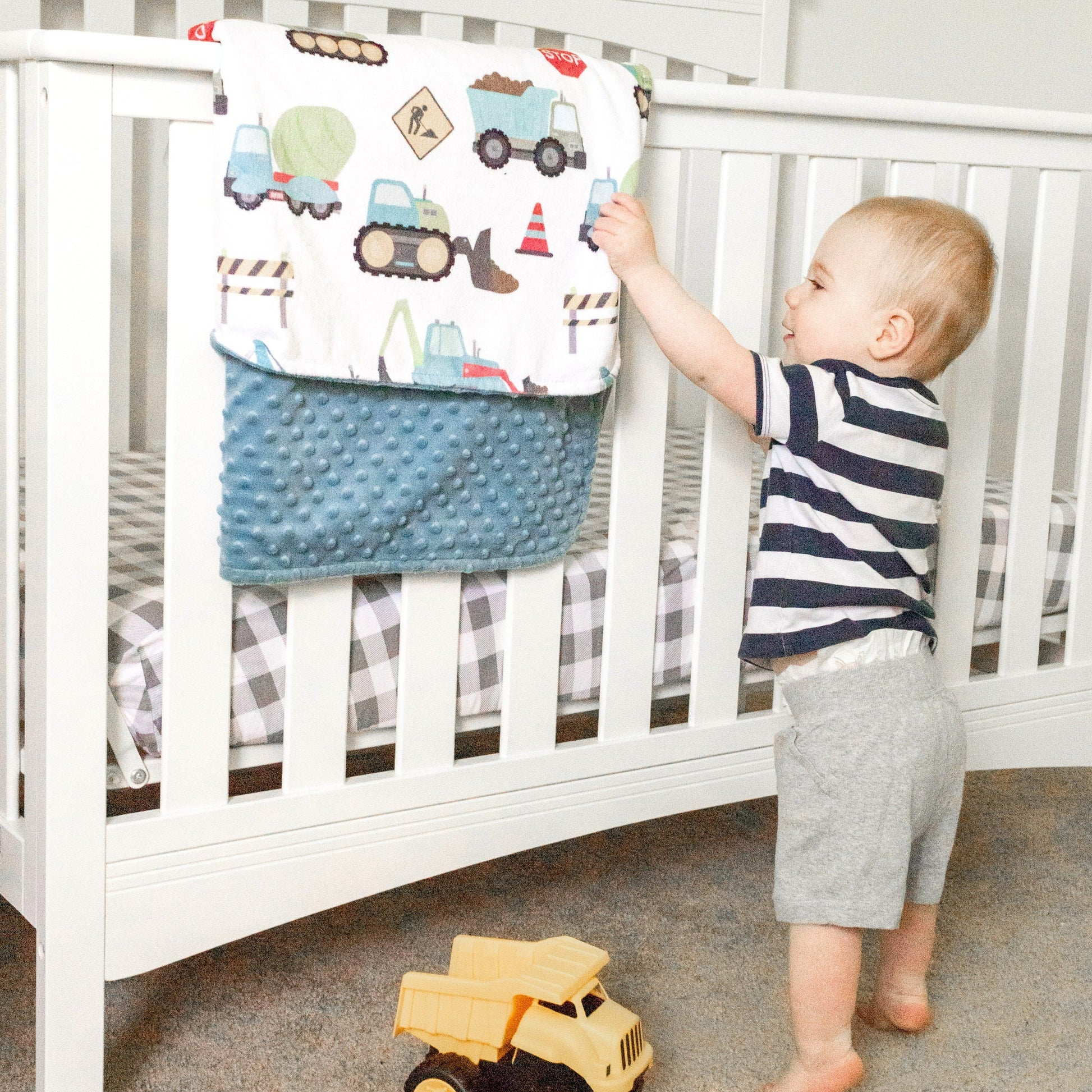 Baby And Toddler Minky Blanket Construction Trucks Honey Lemonade