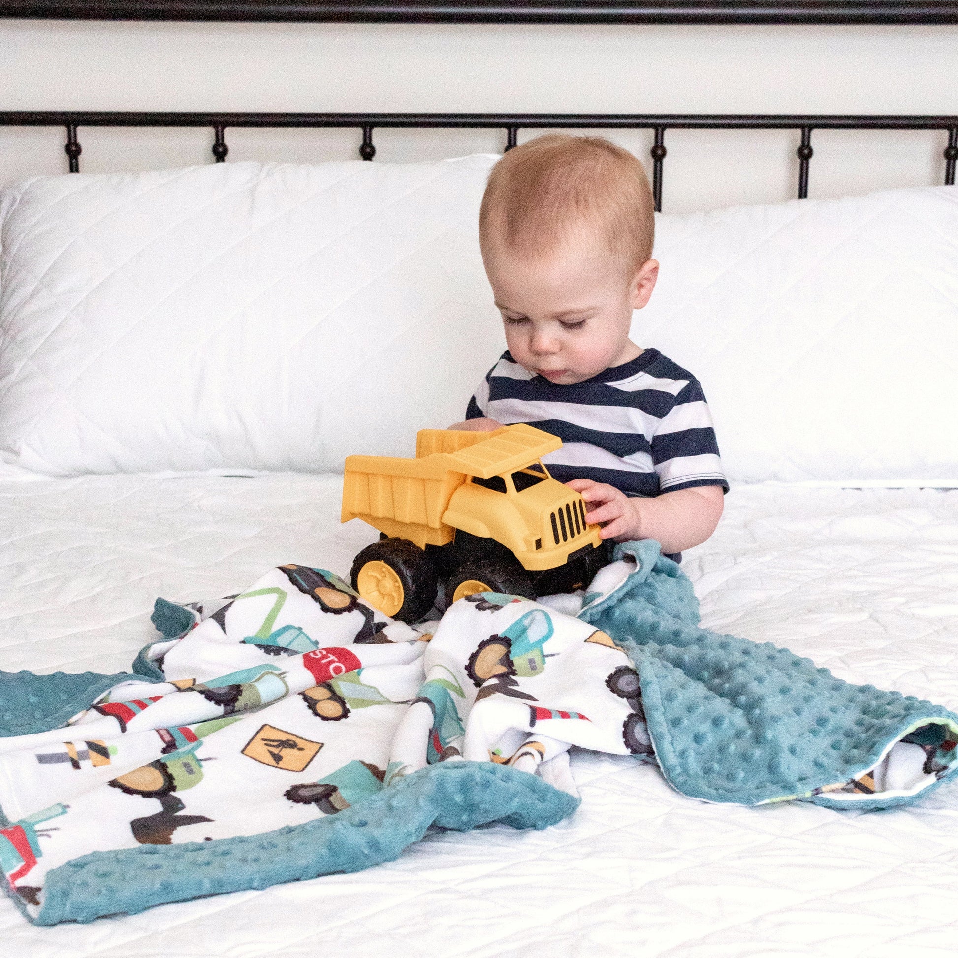 Baby And Toddler Minky Blanket Construction Trucks Honey Lemonade