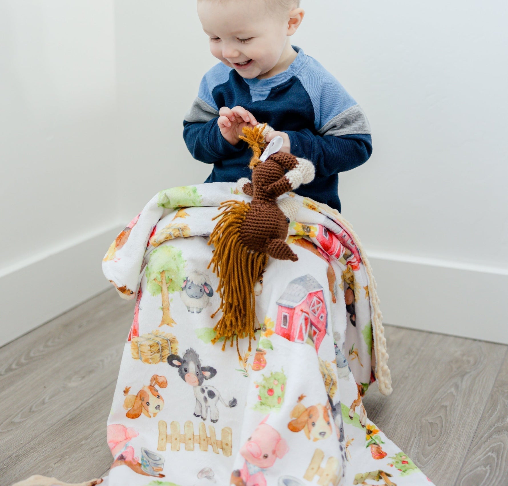 Honey Lemonade Premium Minky Blanket with Farm Animals Pattern for Baby and Toddler - Baby & Toddler > Swaddling & Receiving Blankets > Receiving Blankets