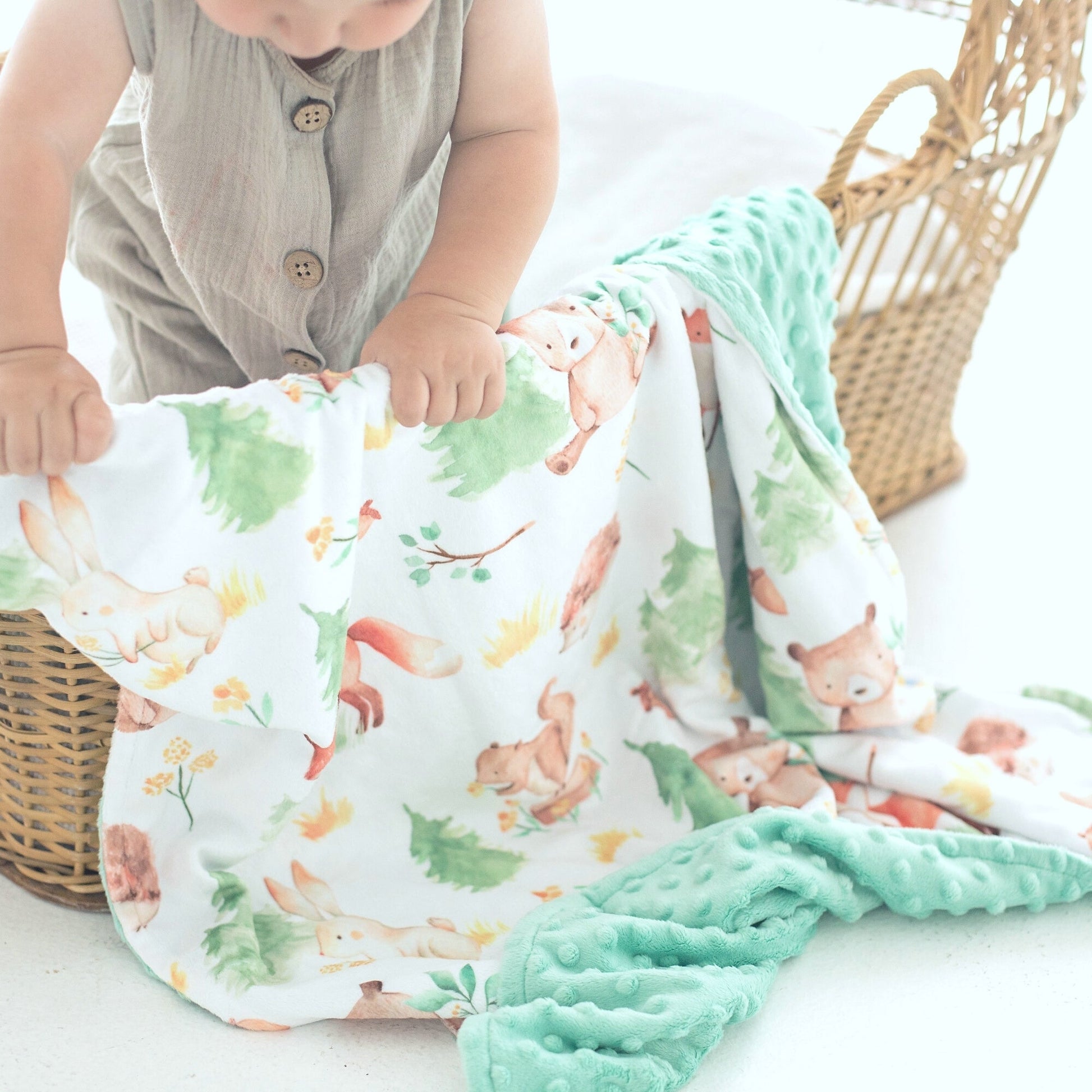 Baby And Toddler Minky Blanket Forest Friends Woodland Theme Honey Lemonade