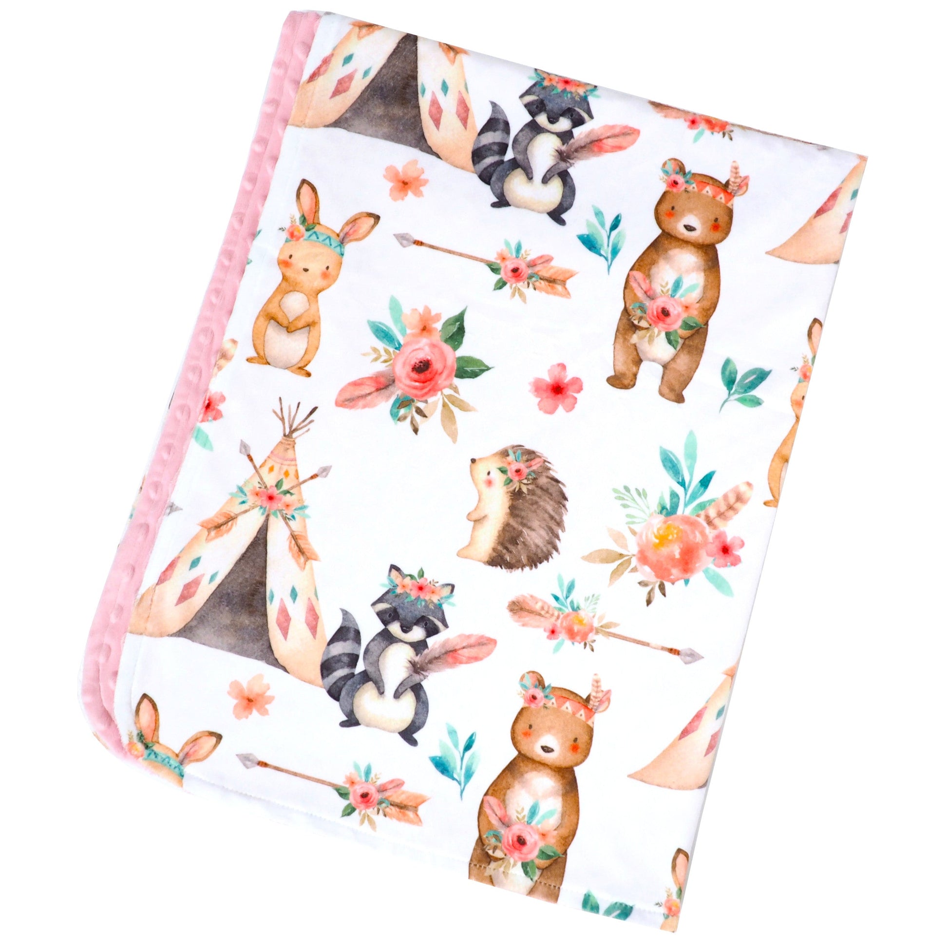 Baby And Toddler Minky Blanket Woodland Tribe Pink Honey Lemonade
