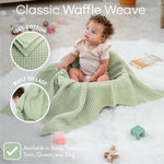 Comfy Cubs Baby Waffle Blankets in Sage - 