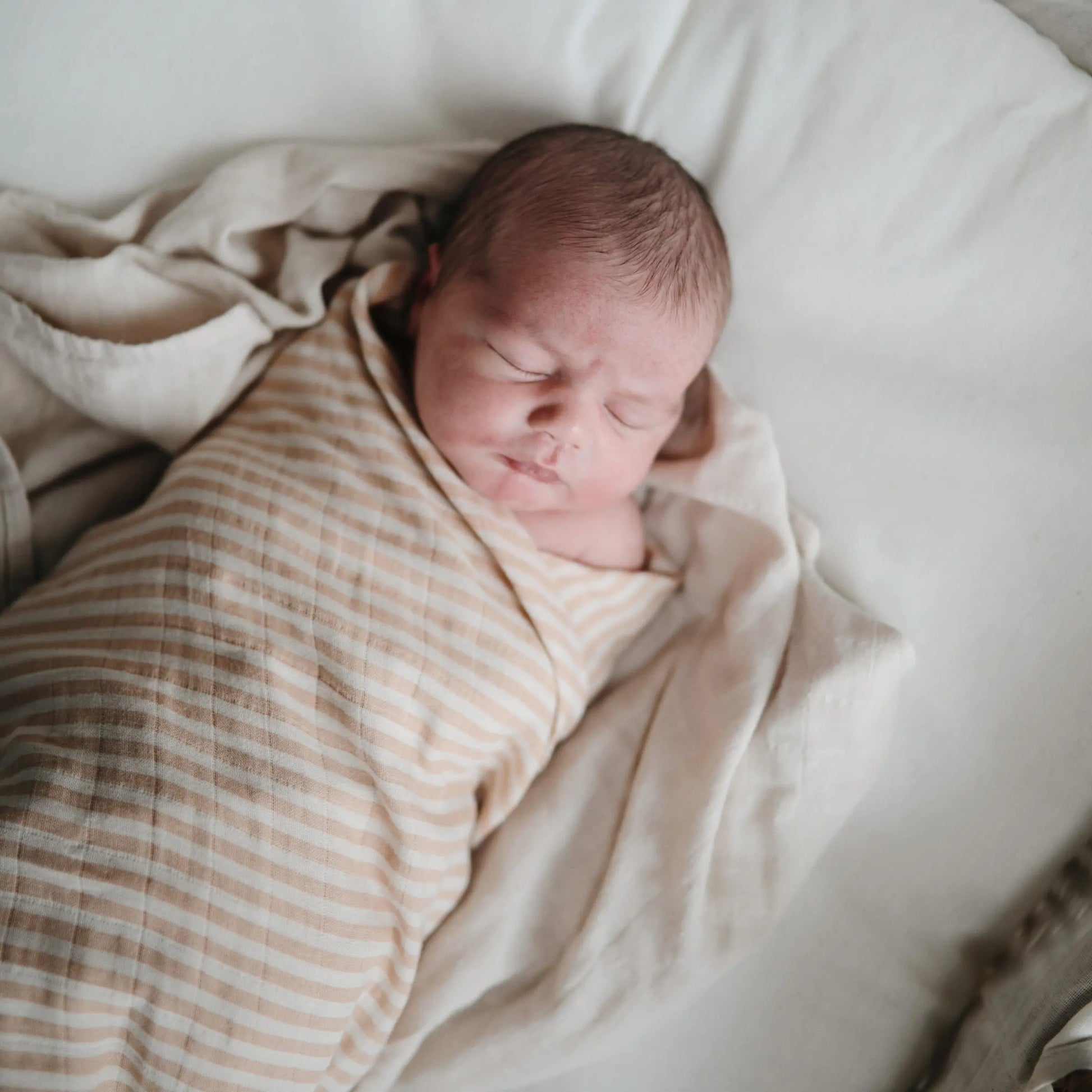 Organic Cotton Muslin Swaddle Blanket for Baby Cuddling and Nursing Mushie