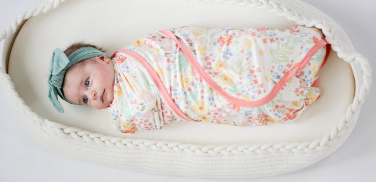 My First Flower Bamboo Swaddle | Floral Baby Blanket by Rayn’s Tiny Stitches