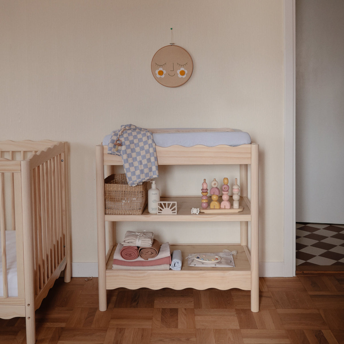 Mushie organic cotton muslin swaddle blanket