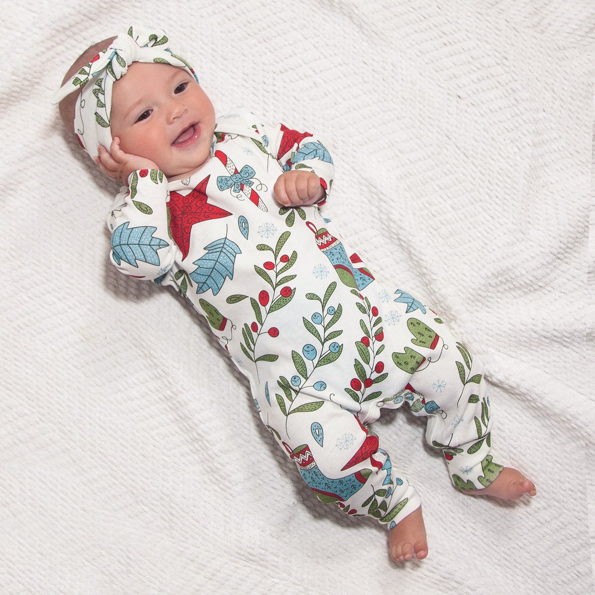 Baby's Christmas Fancy Bamboo Romper - Baby & Toddler Clothing, Sleeve, Overall, Textile, Child | Everetts Place