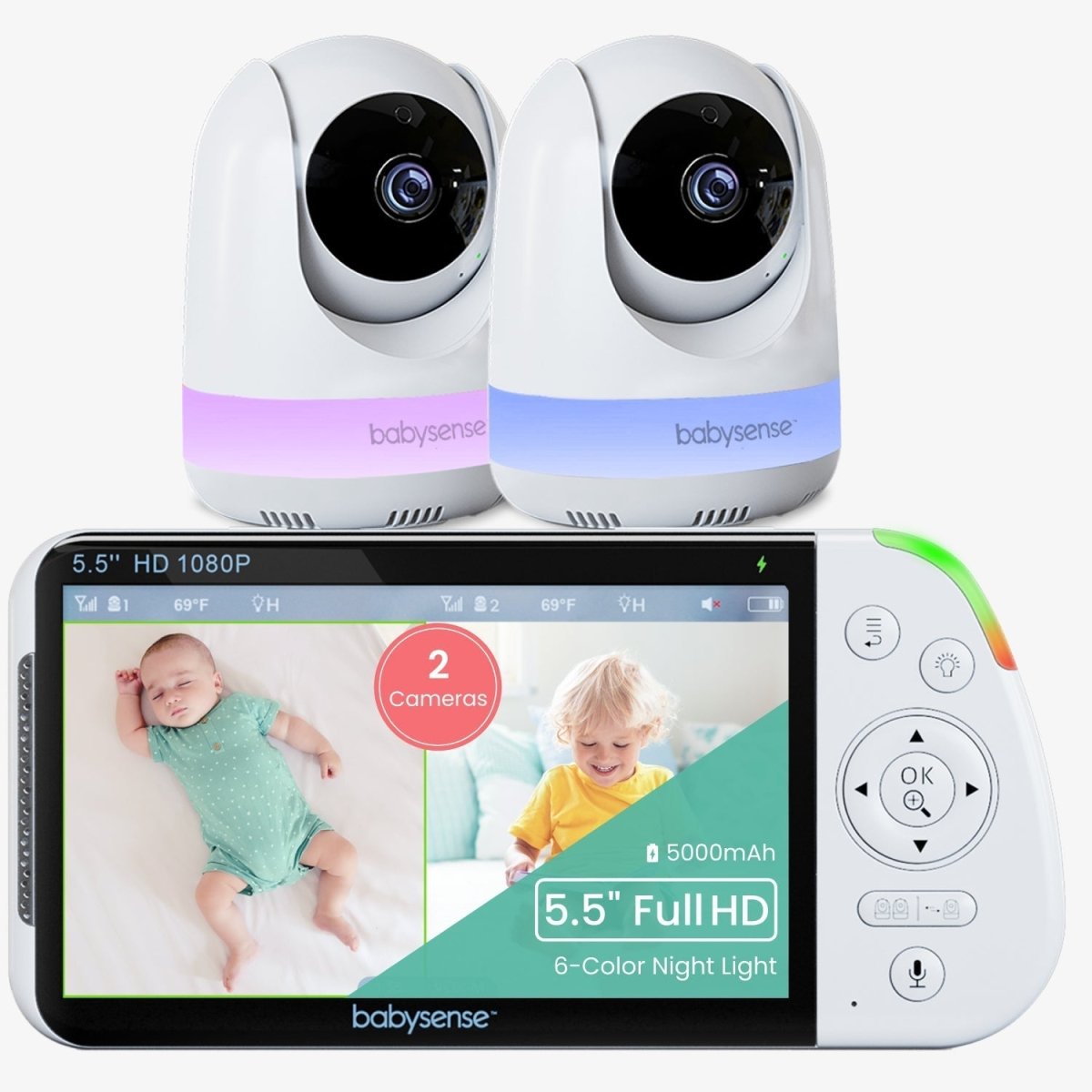 Babysense Babysense Max View Baby Monitor with Two Cameras for Peace of Mind Parents - 