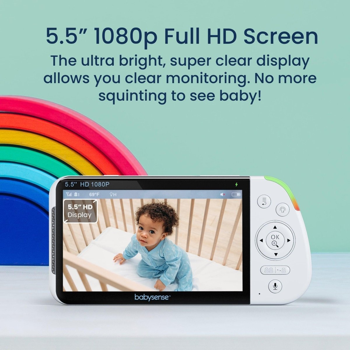Babysense Max View Baby Monitor with 2 Cameras Non WiFi Split Screen Babysense