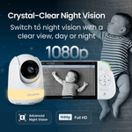 Babysense Babysense PRO: Video Baby Monitor with 2 Cameras, Non Wifi, Split Screen, Night Light & Sound Machine