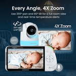Babysense Babysense PRO: Video Baby Monitor with 2 Cameras, Non Wifi, Split Screen, Night Light & Sound Machine