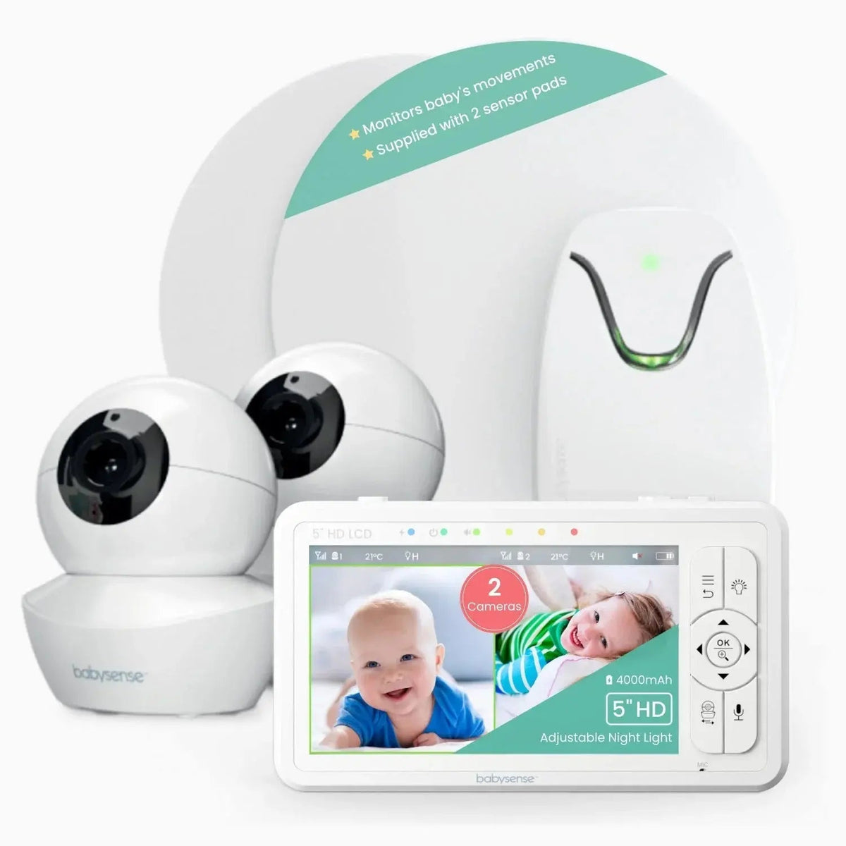 Babysense Babysense True Sleep: Video Baby Monitor with Breathing Motion Detection & Safety Alerts, 1 or 2 Cameras - 