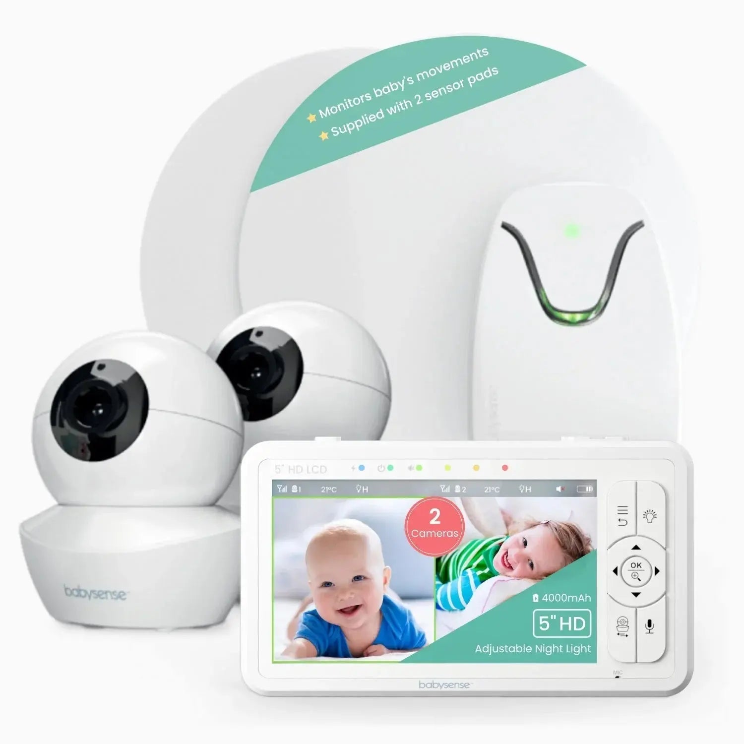 Babysense Babysense True Sleep: Video Baby Monitor with Breathing Motion Detection & Safety Alerts, 1 or 2 Cameras - 