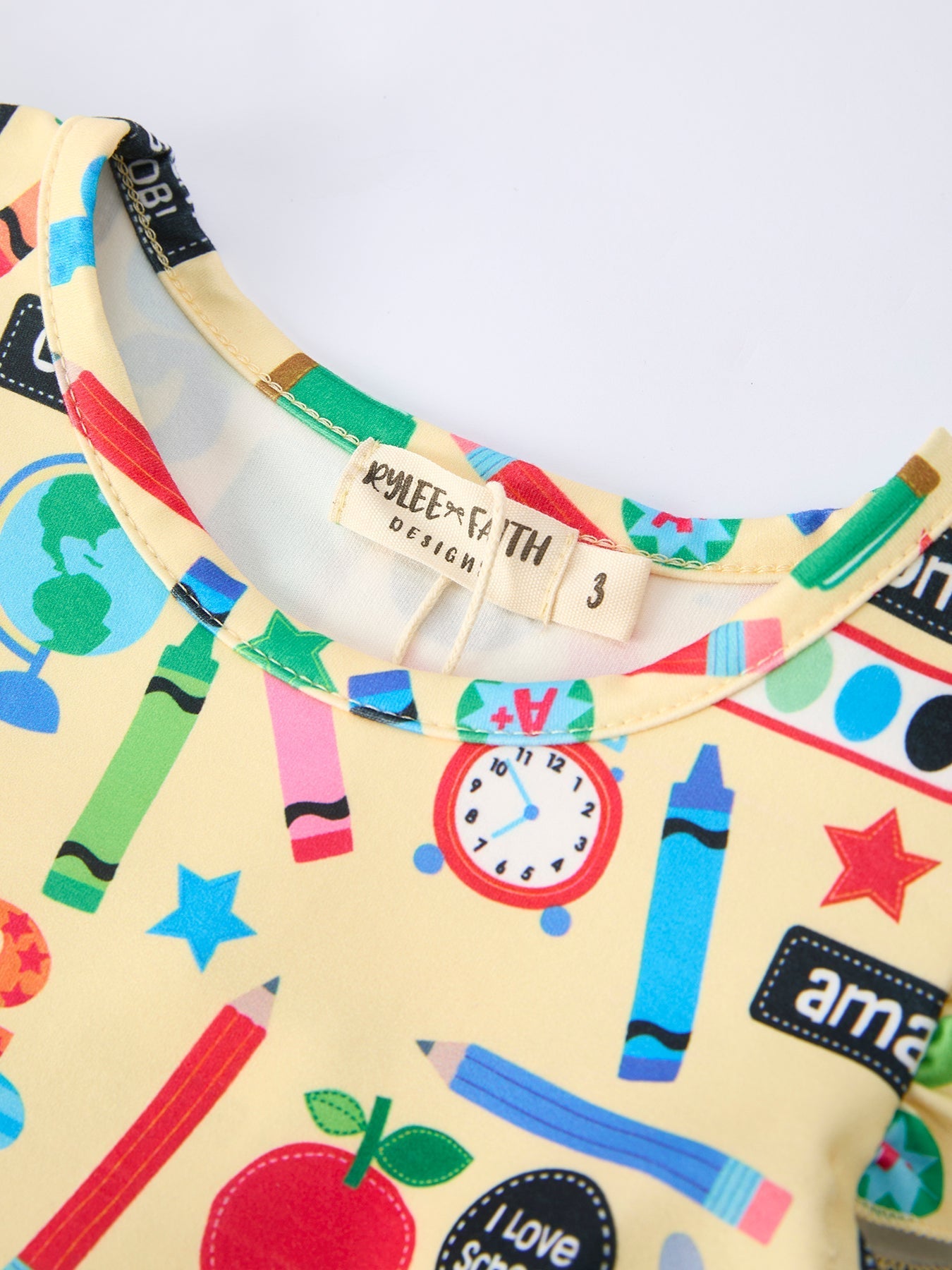 Rylee Faith Designs Back to School Alphabet Number Girls Dress Ruffle SleeveEveretts Place