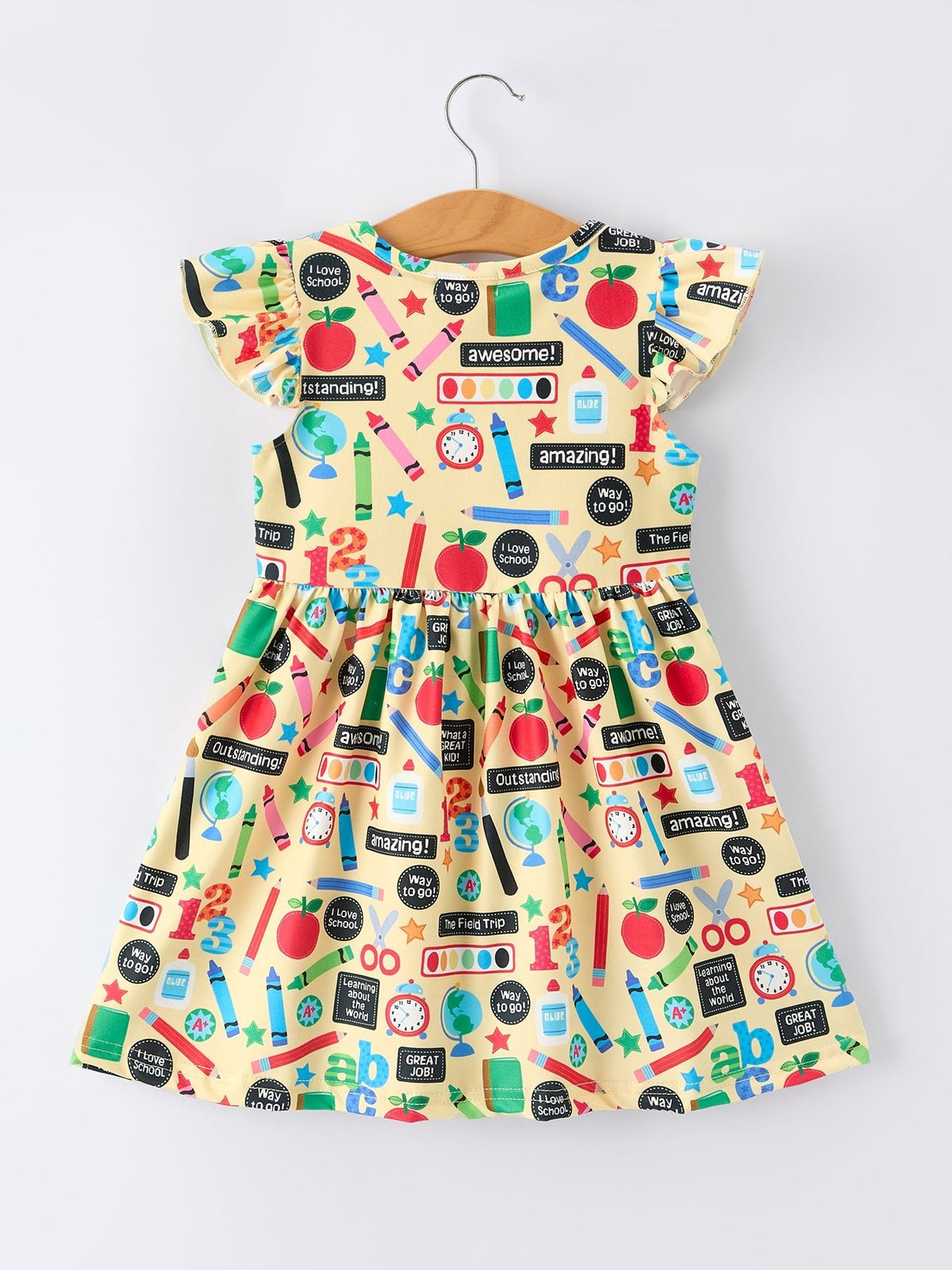 Rylee Faith Designs Back to School Alphabet Number Girls Dress Ruffle SleeveEveretts Place