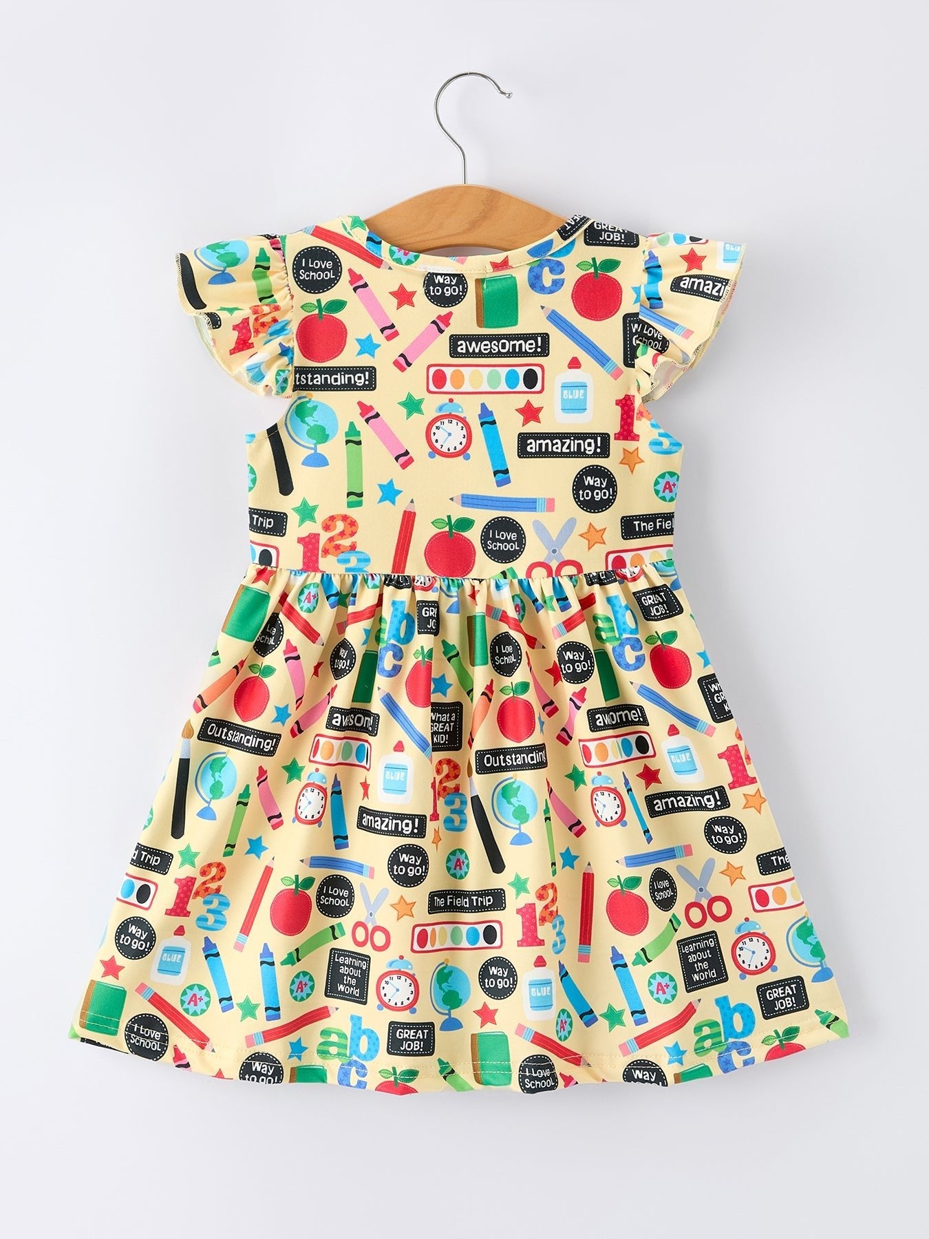Rylee Faith Designs Back to School Alphabet Number Girls Dress Ruffle SleeveEveretts Place