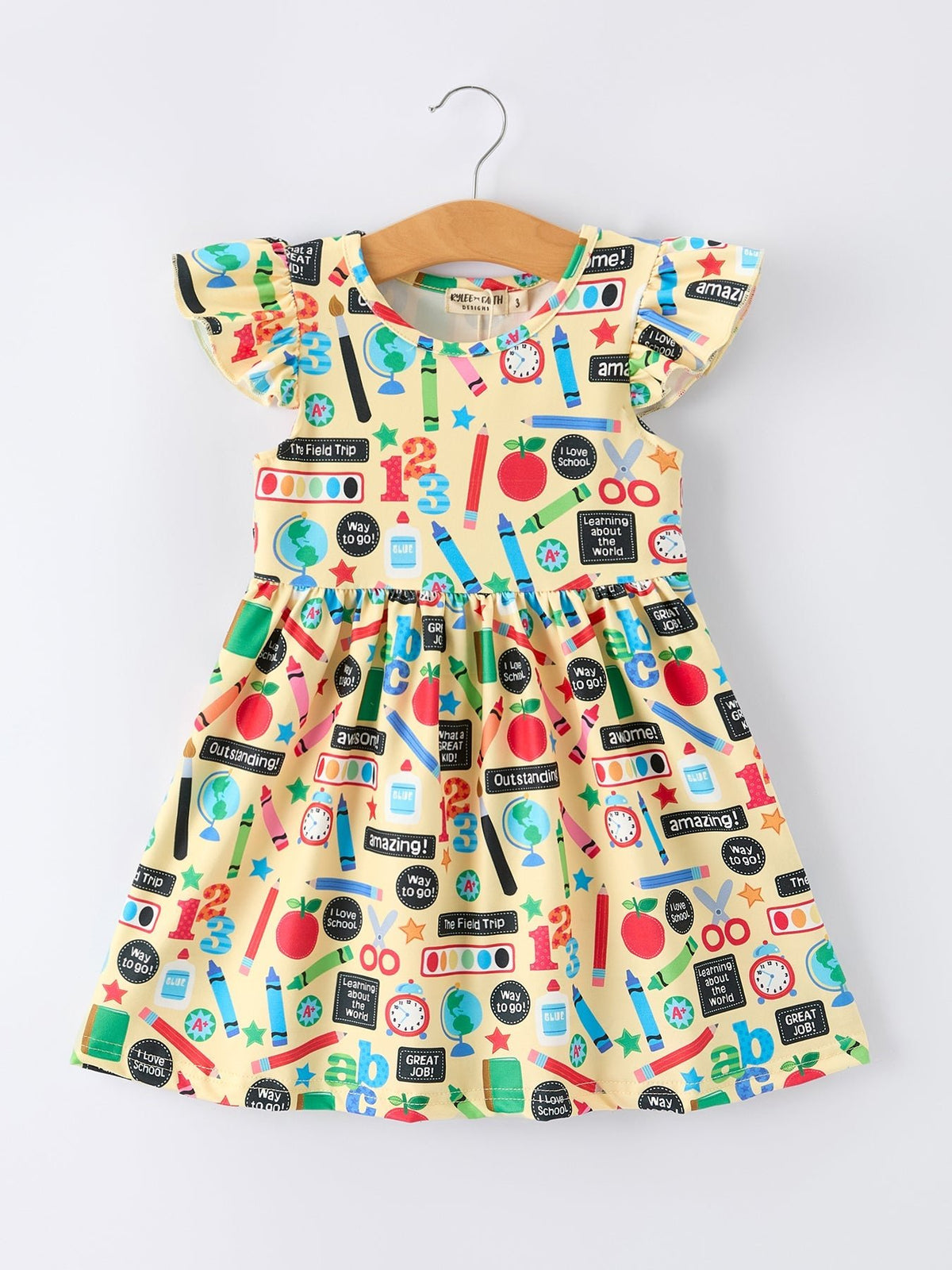 Rylee Faith Designs Back to School Alphabet Number Girls Dress Ruffle SleeveEveretts Place